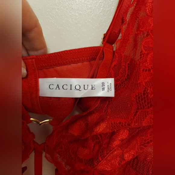 NWT Lane Bryant Cacique Lace Heart Bodysuit Size 18/20 Color Red - Picture 5 of 7